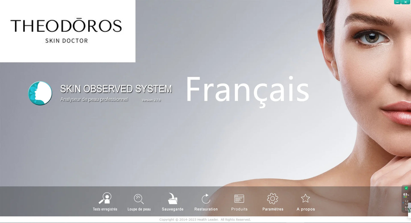 Theodóros Skin Doctor website with a woman's face and branding elements.