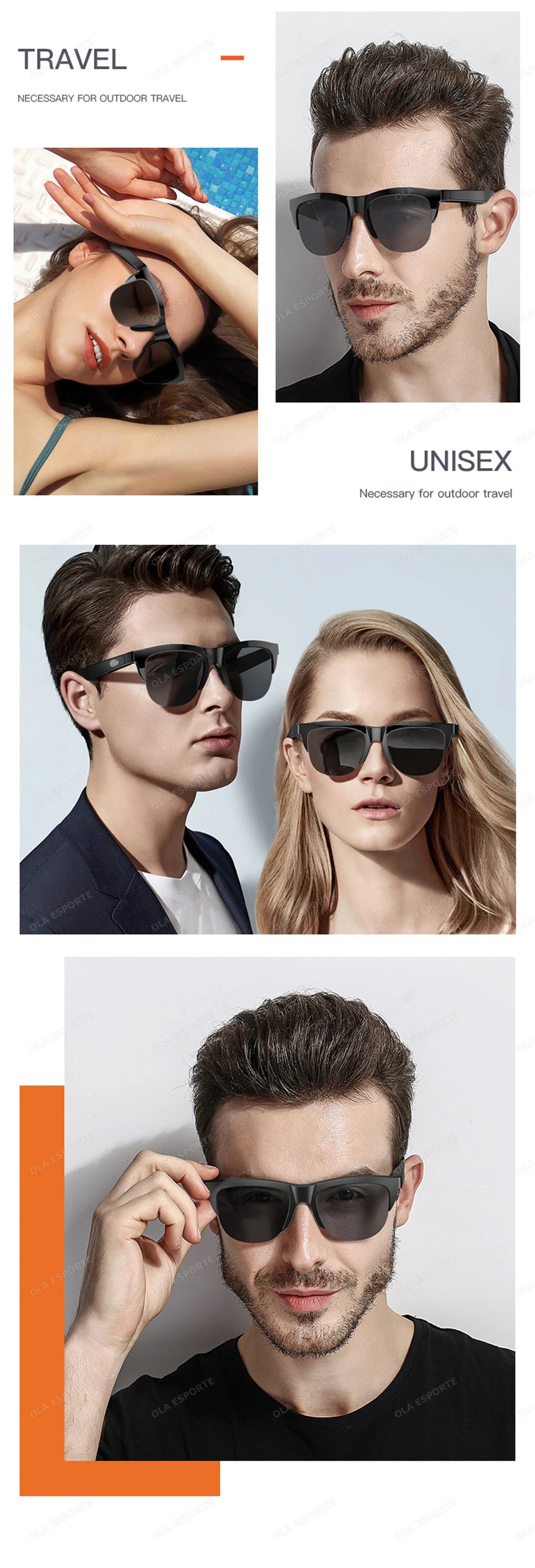 Sunglasses being worn by people with a focus on unisex design.