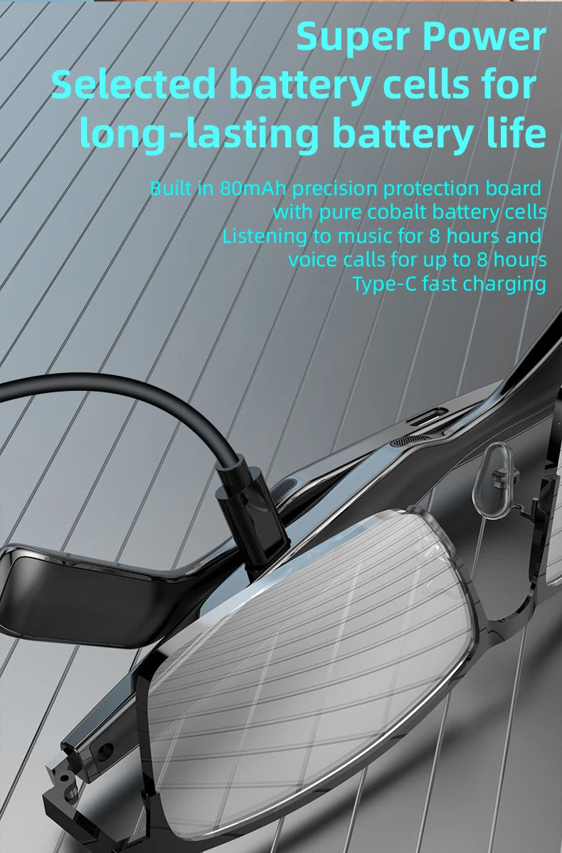 Bicycle mirror with text about battery life and features on a gray background