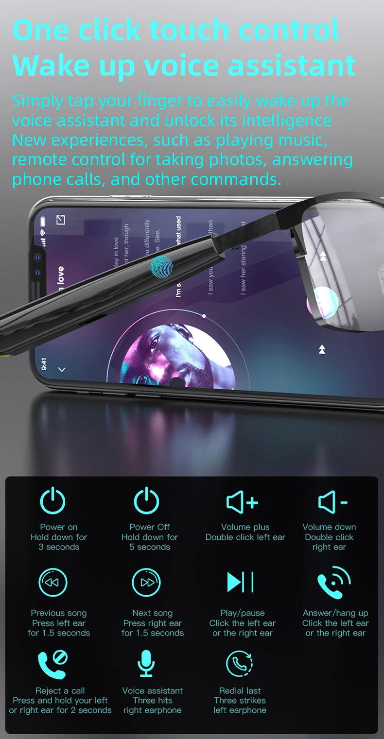 Smartphone with touch control and voice assistant features displayed on screen
