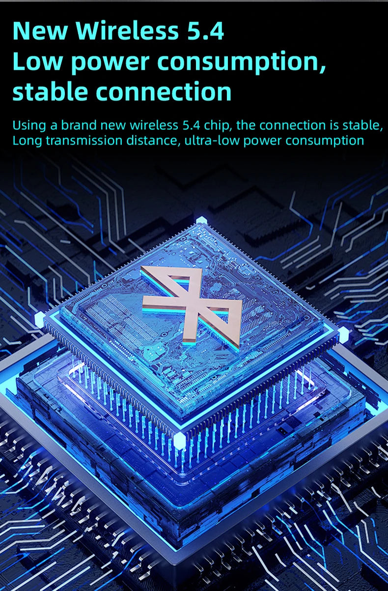 Wireless chip with Bluetooth symbol on a dark background