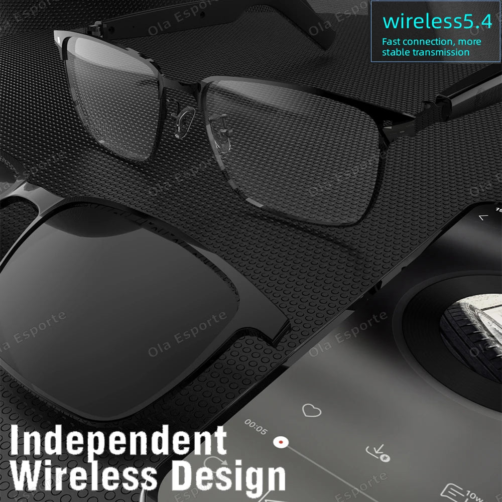 Black wireless earbuds with charging case on a black background