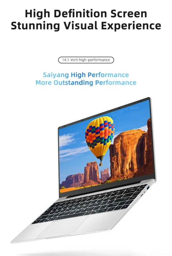 Laptop with a scenic display on a white background, highlighting high-definition screen quality.