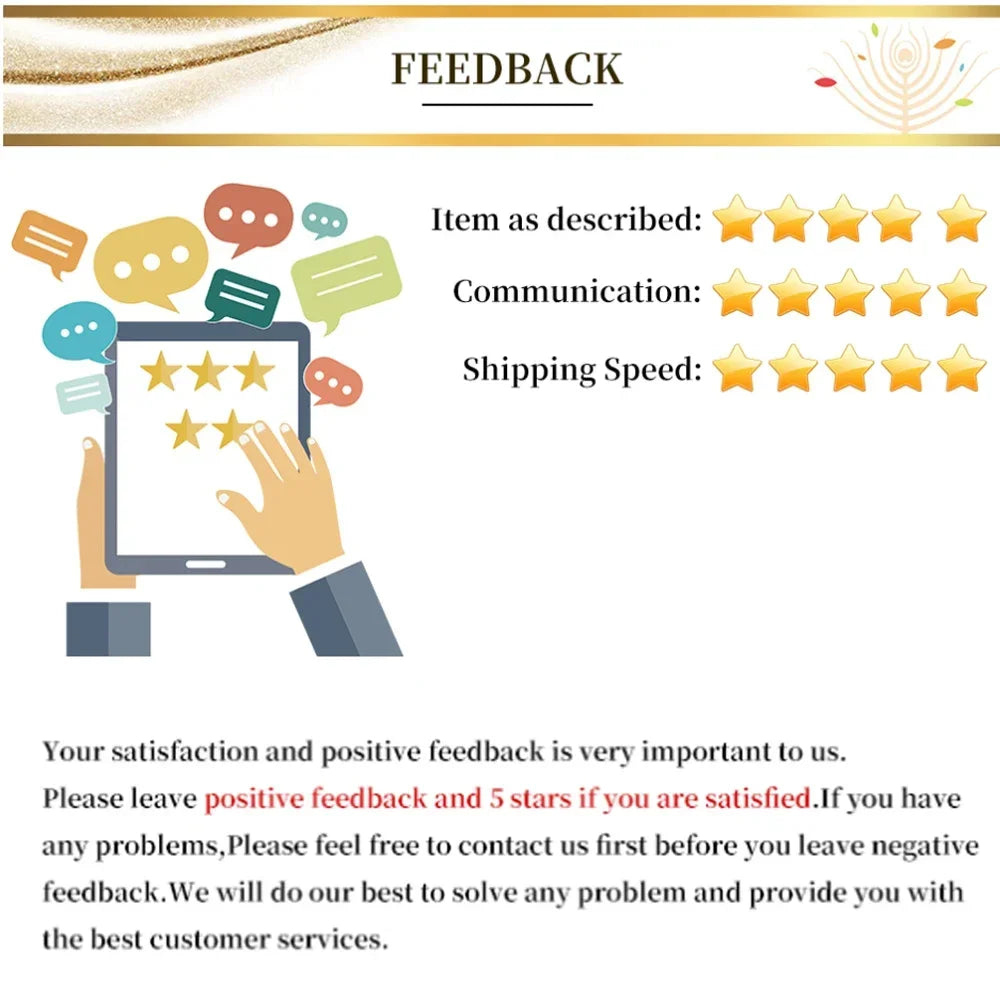 Feedback rating system with stars and a hand holding a tablet, surrounded by speech bubbles.