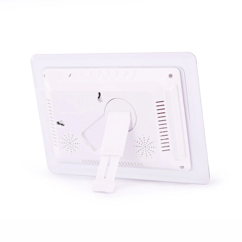 White electronic device with a heart symbol on a white background
