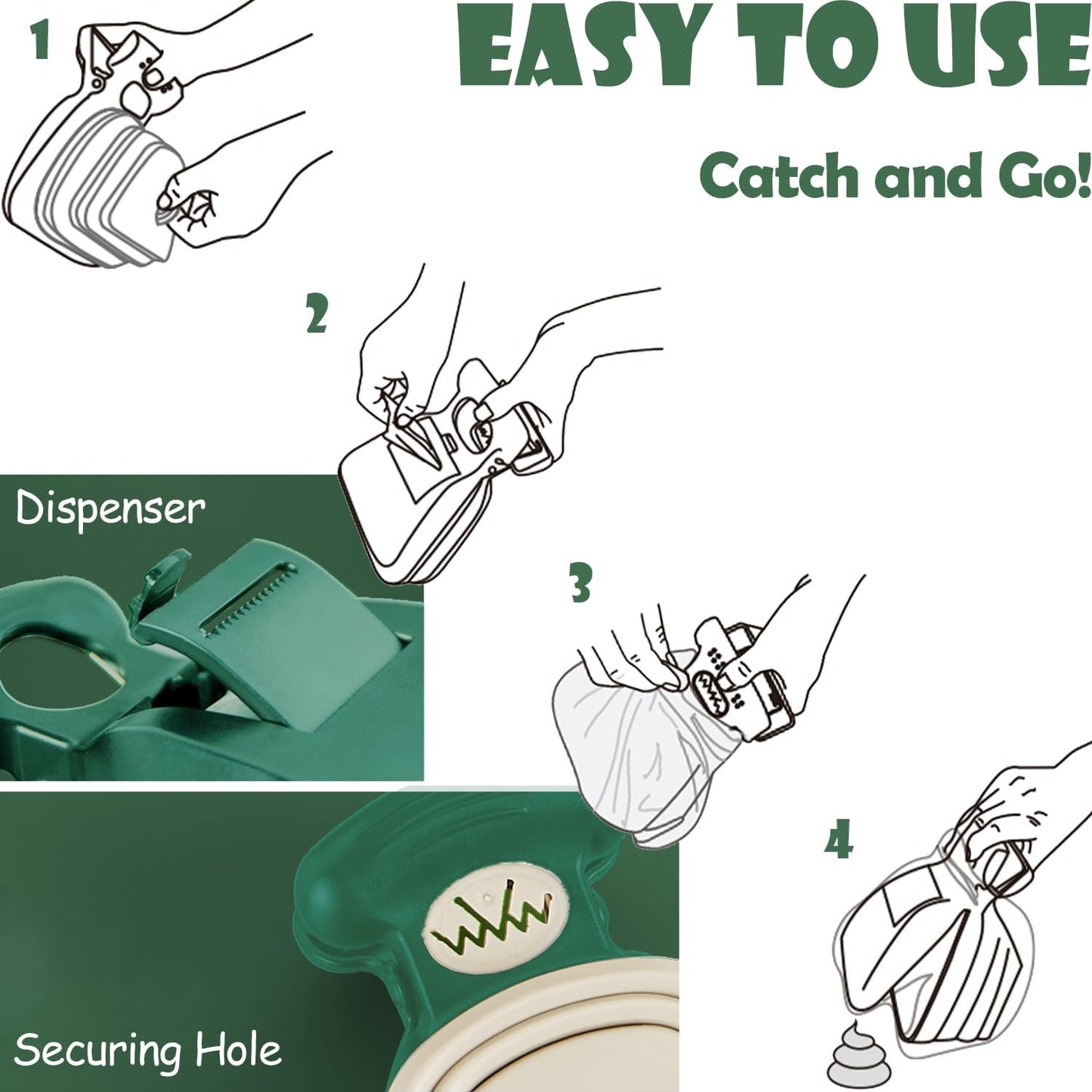 Portable Dog Pooper Scooper with Waste Bag Holder