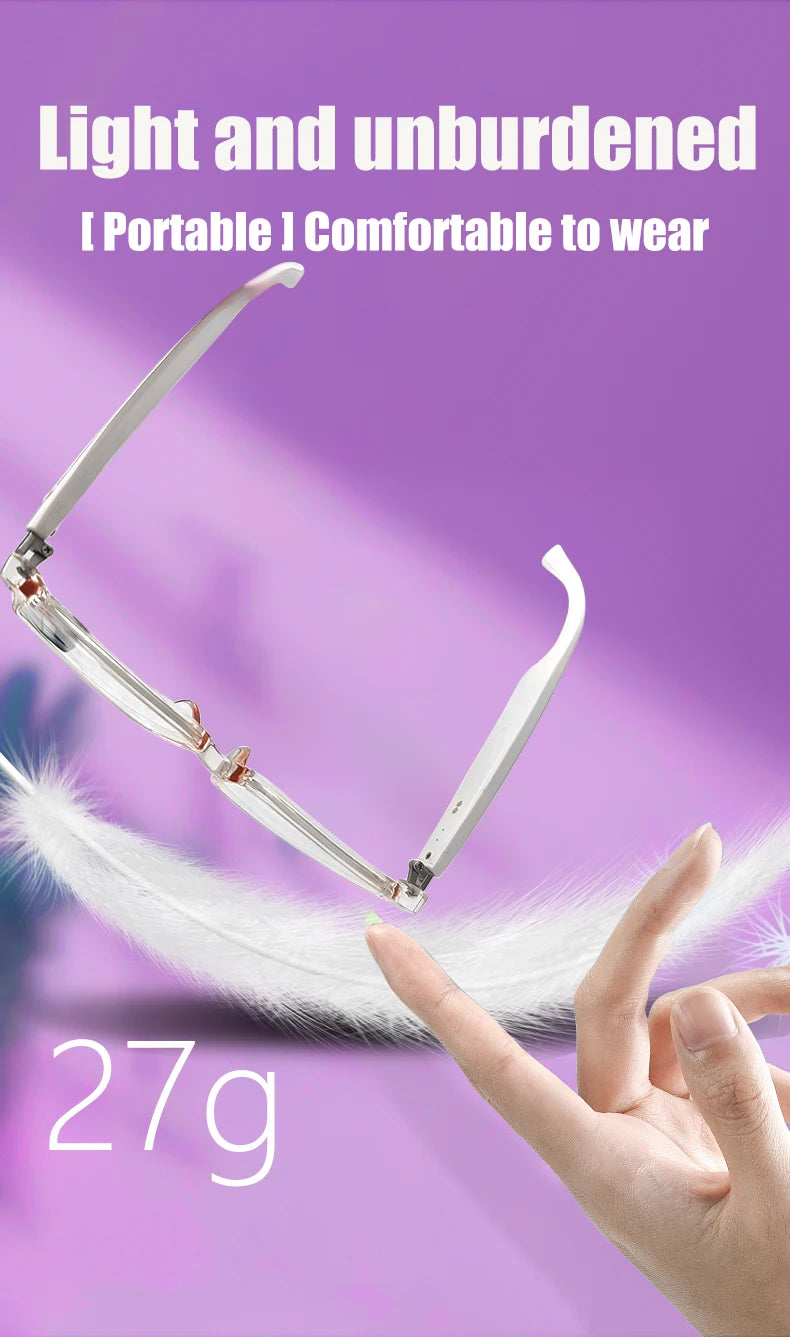 Lightweight metal bow with feathered arrow on a purple background, text indicating weight and portability.