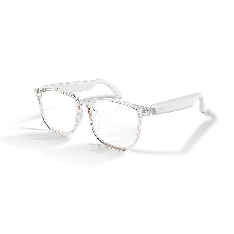 Clear eyeglasses on a white background