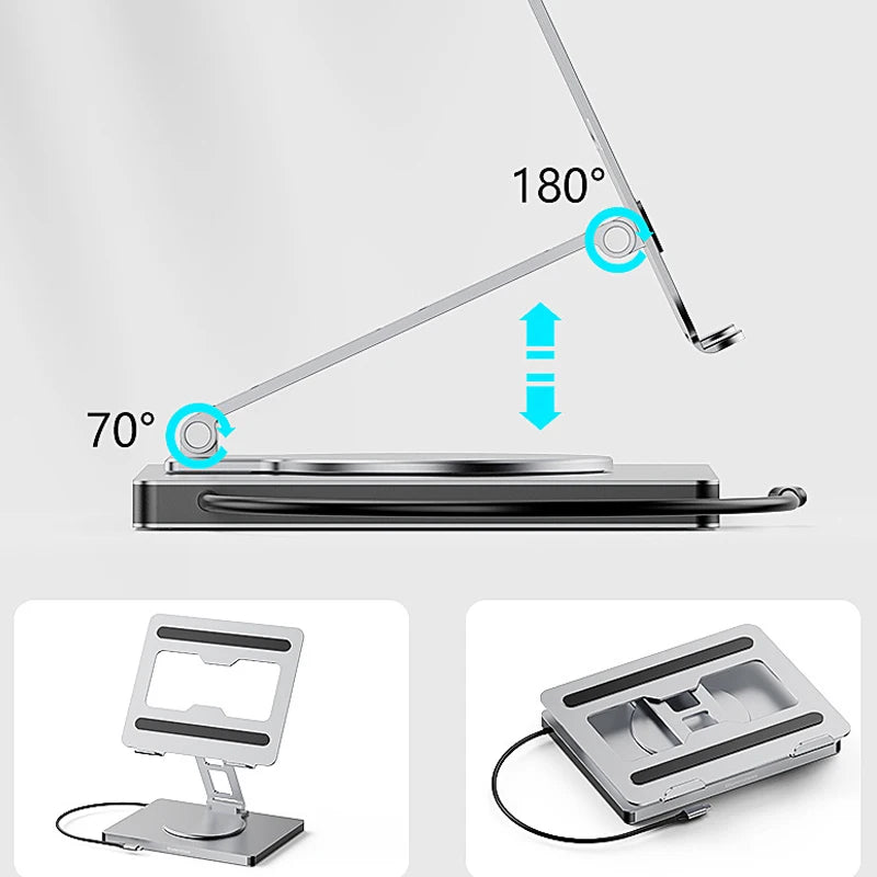 Flexible monitor arm with adjustable angles on a white background