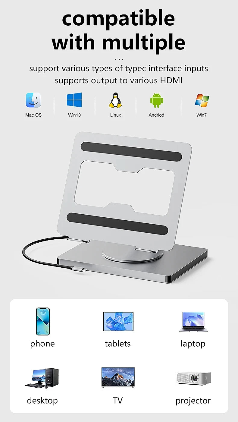 HDMI adapter with compatibility icons for various devices on a white background