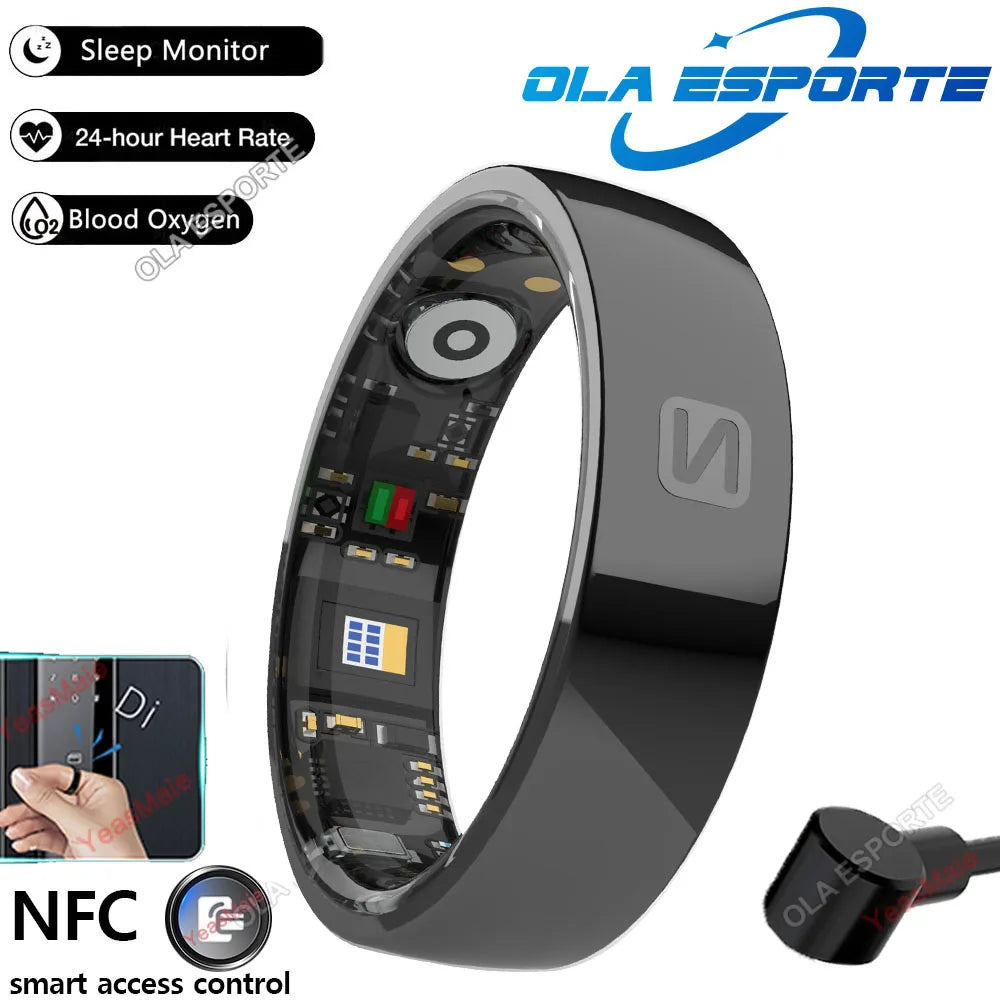 Smartband with health monitoring features and Ola Esporte branding on a white background