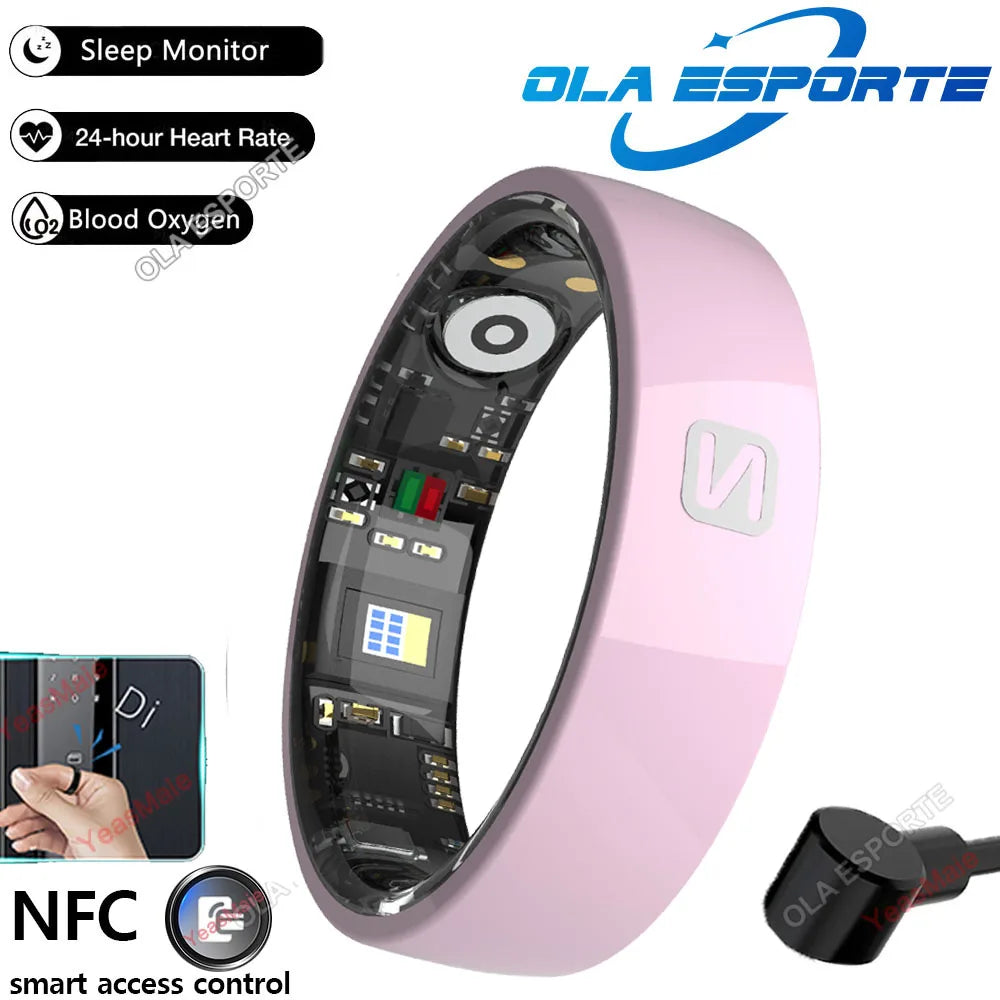 Smartband with health monitoring features and Ola Esporte branding on a white background