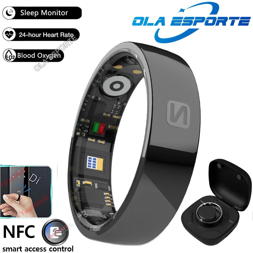 Smartband with health monitoring features and Ola Esporte branding on a white background