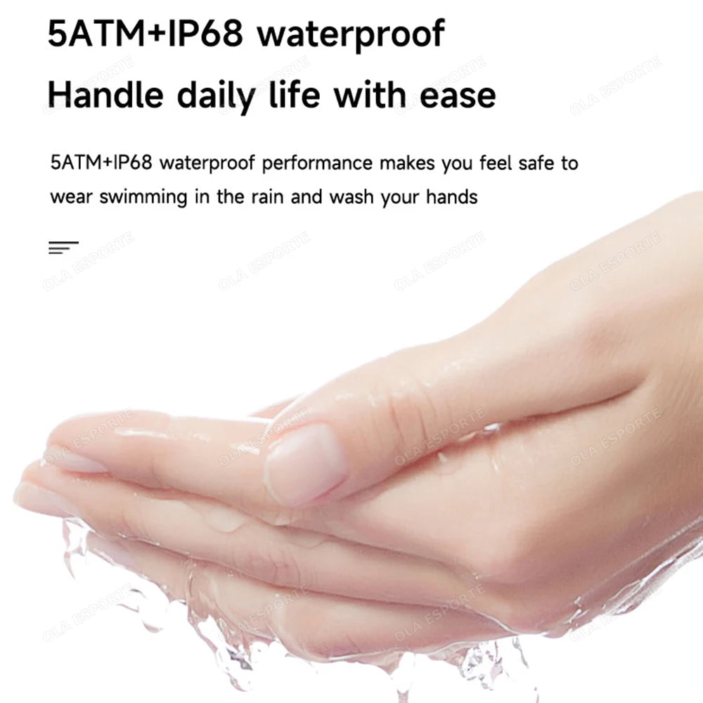 Hand wearing a transparent glove with water droplets, text about waterproof performance.
