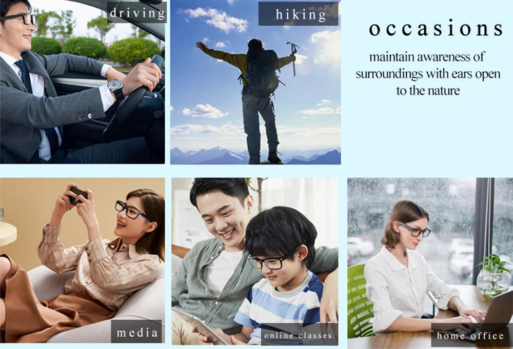 Collage of people in different situations with text labels on each image.