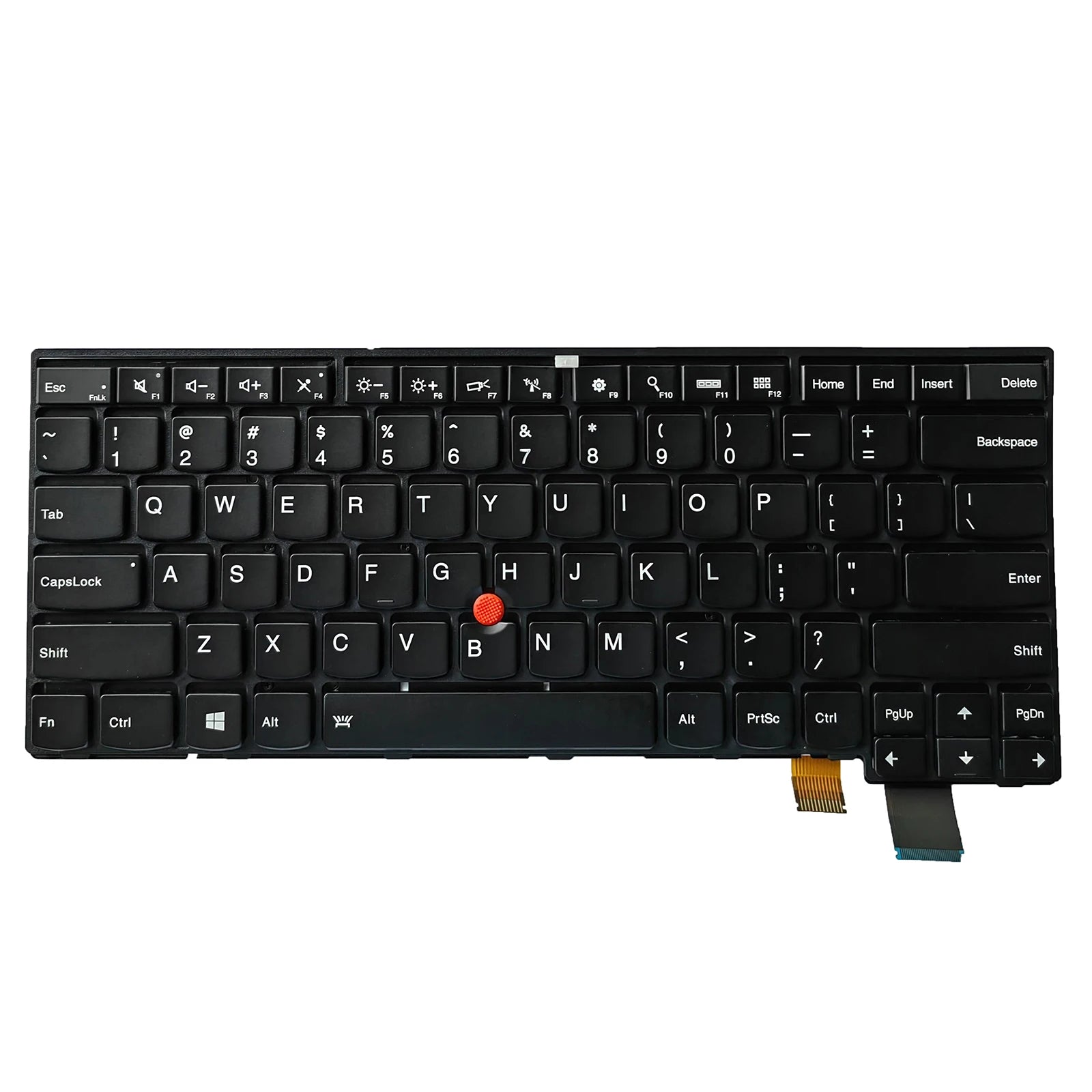 Black keyboard with red Enter key on a white background